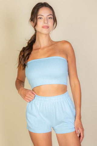 Two-Piece Tube Top and Shorts Set | Casual Lounge Wear