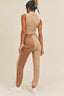 Two-tone Color Two-piece Set-Camel/Taupe