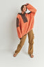 Two-toned Cozy Hooded Sweater-Orange/Brown