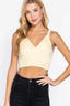 V-neck Sweater Knit Crop Cami Top-Pastel Yellow