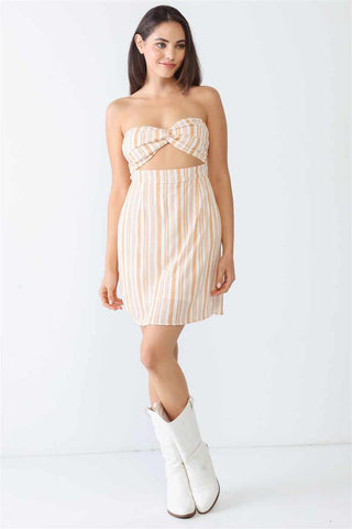 White & Apricot Mini Dress-Multi White Apricot