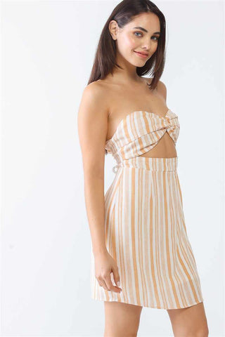 White & Apricot Mini Dress-Multi White Apricot