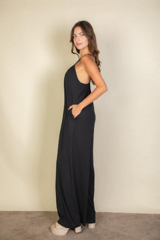 Wide-Leg Spaghetti Strap Jumpsuit | Casual Flowy One-Piece