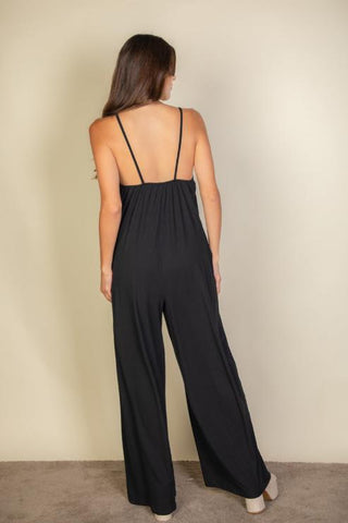 Wide-Leg Spaghetti Strap Jumpsuit | Casual Flowy One-Piece