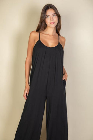 Wide-Leg Spaghetti Strap Jumpsuit | Casual Flowy One-Piece