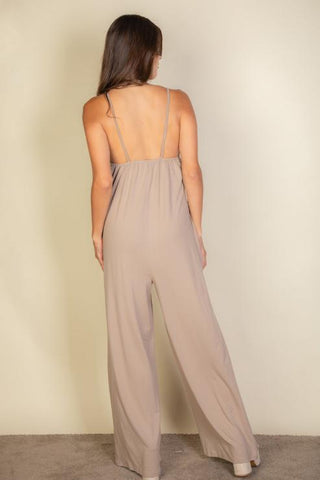 Wide-Leg Spaghetti Strap Jumpsuit | Casual Flowy One-Piece