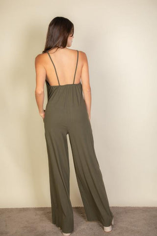 Wide-Leg Spaghetti Strap Jumpsuit | Casual Flowy One-Piece