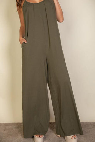 Wide-Leg Spaghetti Strap Jumpsuit | Casual Flowy One-Piece