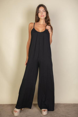 Wide-Leg Spaghetti Strap Jumpsuit | Casual Flowy One-Piece