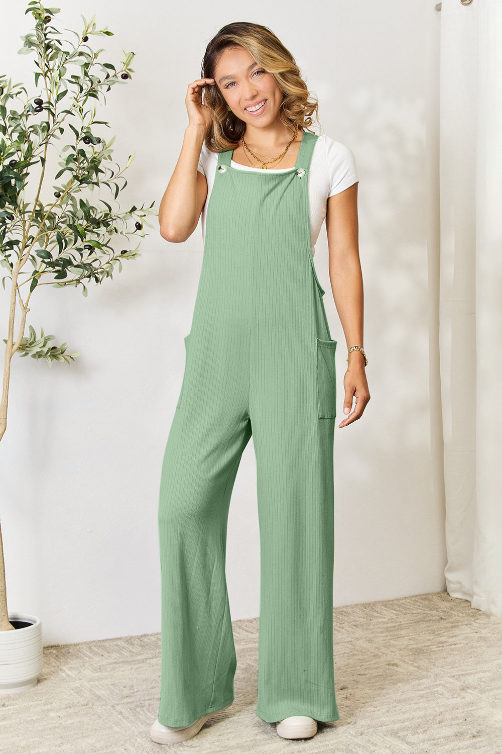 Wide Strap Overall with Pockets