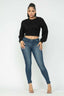 Women's Black Cable Knit Pullover Sweater-Black