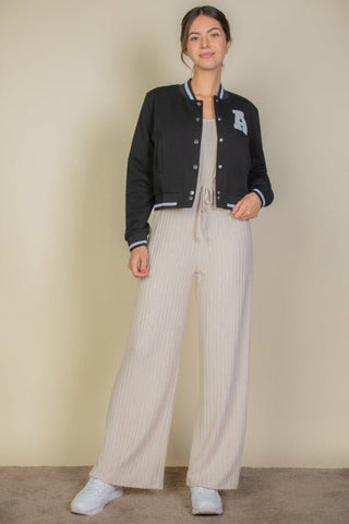 Women's Cropped Varsity Jacket | Soft Stretchy