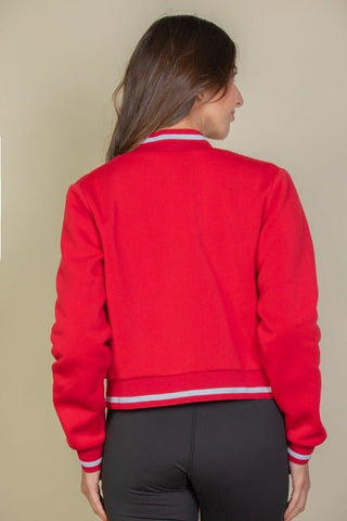 Women's Cropped Varsity Jacket | Soft Stretchy
