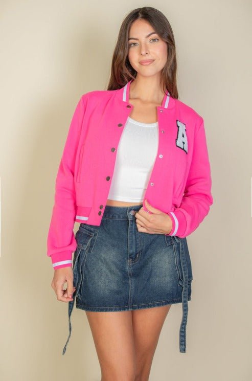 Women's Cropped Varsity Jacket | Soft Stretchy