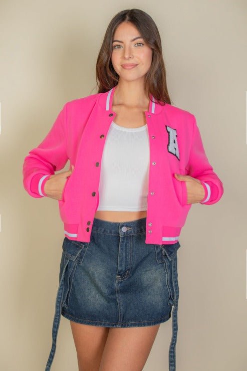 Women's Cropped Varsity Jacket | Soft Stretchy