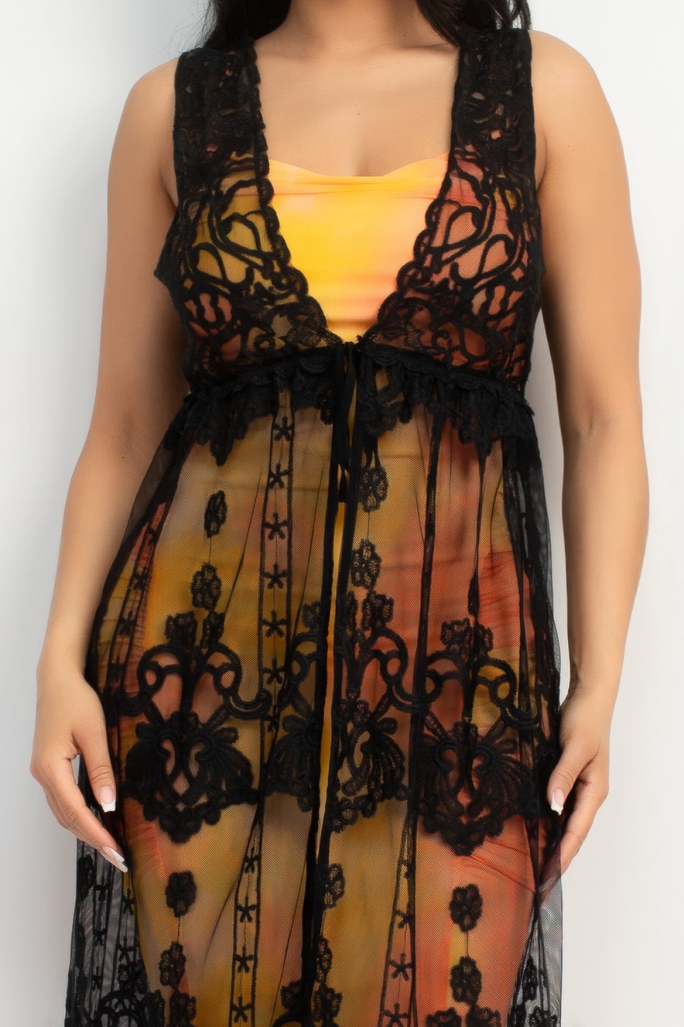 Elegant Women's Sheer Lace Vest - Stylish Embroidered Fashion