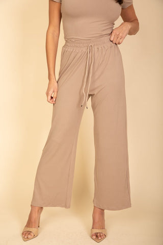Women's Relaxed Fit Top and Wide-Leg Pants Set | Lounge Outfit