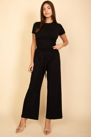 Women's Relaxed Fit Top and Wide-Leg Pants Set | Lounge Outfit