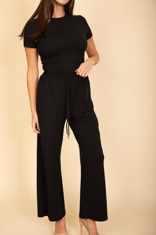 Women's Relaxed Fit Top and Wide-Leg Pants Set | Lounge Outfit