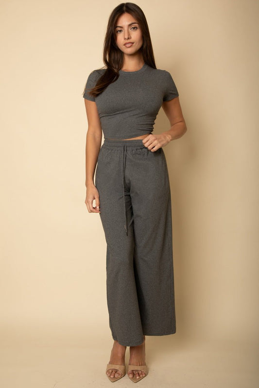 Women's Relaxed Fit Top and Wide-Leg Pants Set | Lounge Outfit