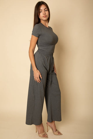 Women's Relaxed Fit Top and Wide-Leg Pants Set | Lounge Outfit