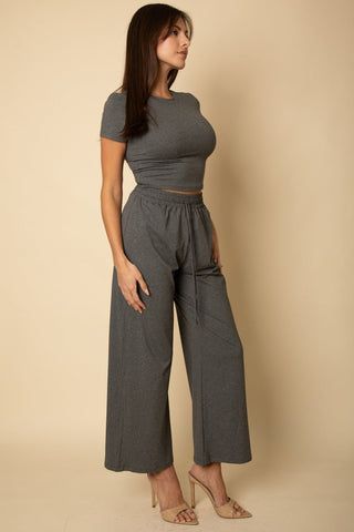 Women's Relaxed Fit Top and Wide-Leg Pants Set | Lounge Outfit