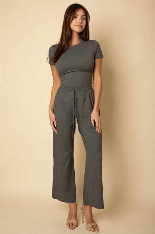 Women's Relaxed Fit Top and Wide-Leg Pants Set | Lounge Outfit