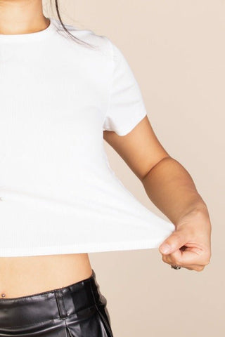 Women's Soft Stretch Rib Knit Short Sleeve Top