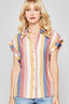 Woven Shirt In Multicolor Striped With Collared Neckline-Navy/Mauve